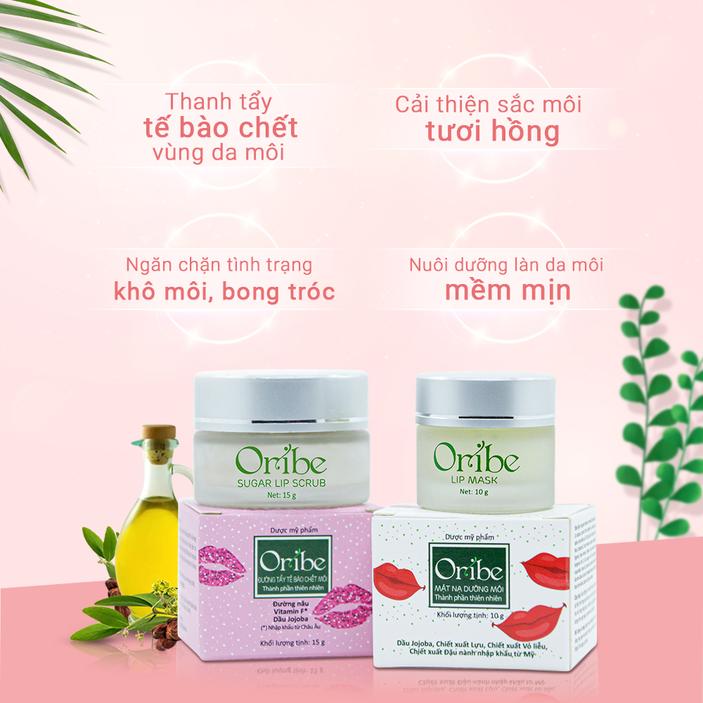 Combo Tẩy Tế Bào Chết Và Mặt Nạ Dưỡng Môi Oribe Mềm Mại, Môi Hồng Tự Nhiên 25g