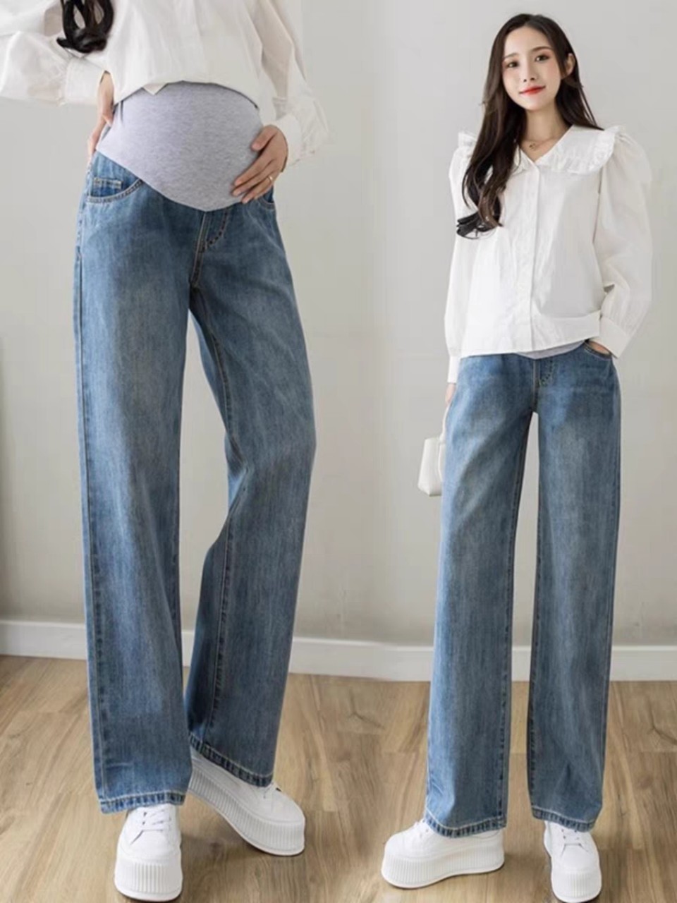 Quần xuông bầu jean bầu xuông sáng màu sành điệu hàng qc 0416-030