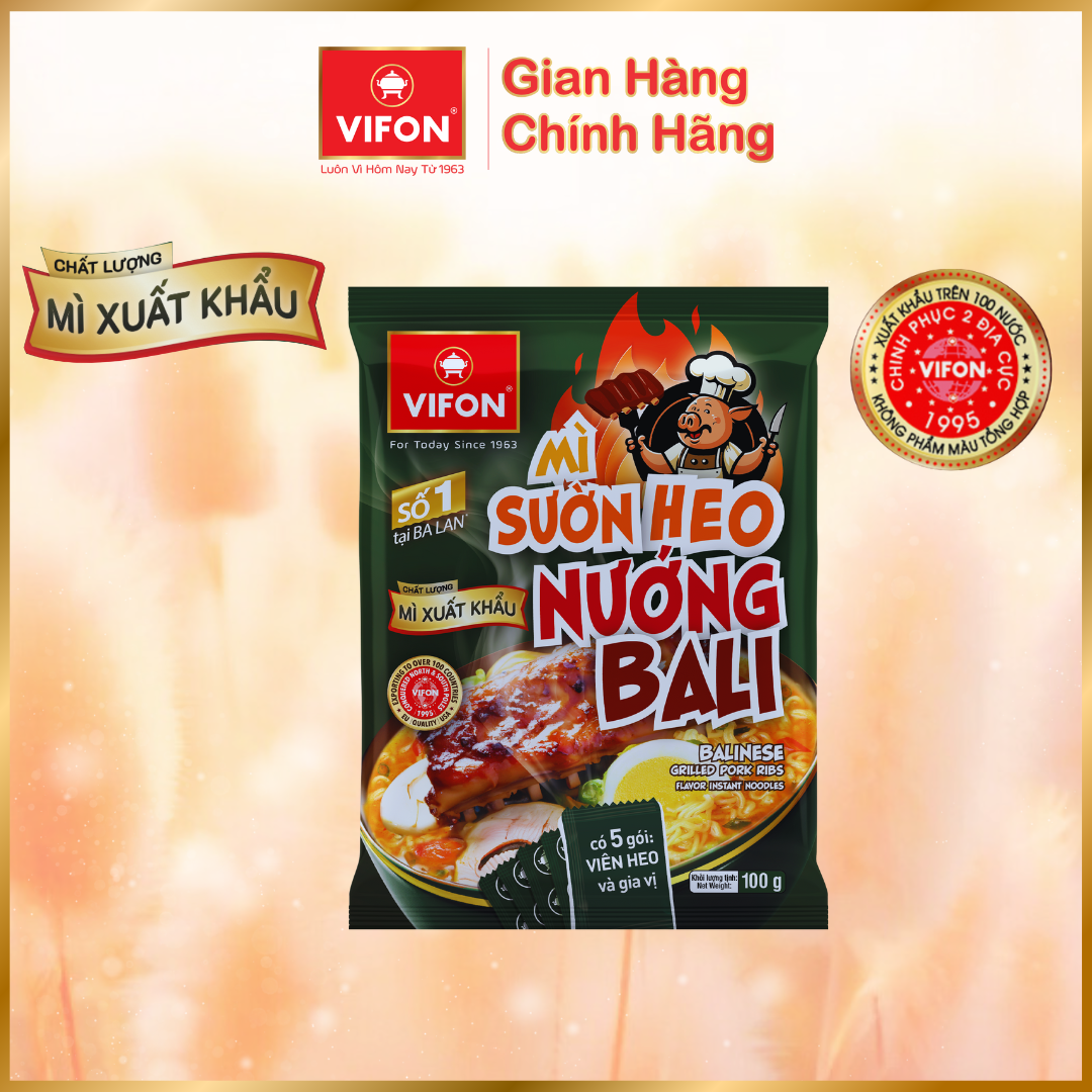 Thùng 18 gói Mì tôm chua cay Hoàng Đế/ Sườn heo nướng Bali VIFON Chất lượng xuất khẩu 100gr/gói