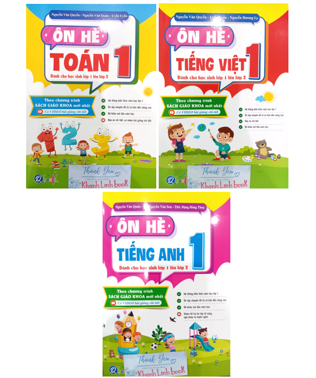 Sách Combo Ôn Hè Toán + tiếng việt + tiếng anh 1 ( Dành Cho Học Sinh Lớp 1 Lên Lớp 2 )