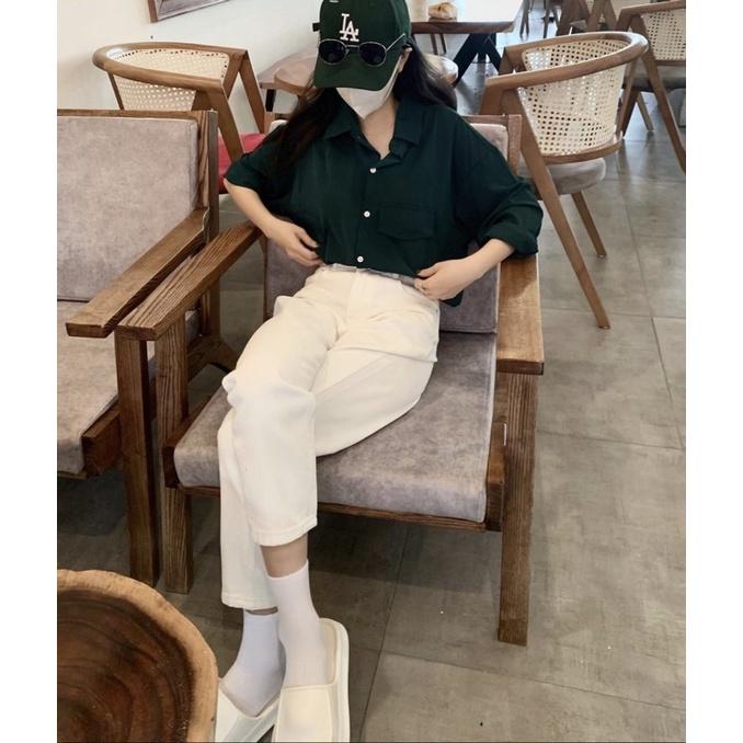 Sơmi đuôi tôm cách điệu dáng rộng oversize
