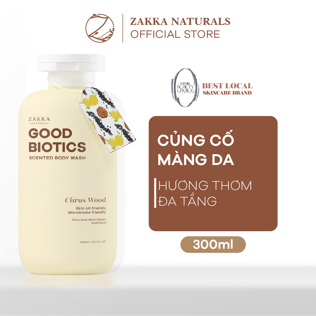 [Citrus Wood] Sữa tắm lợi khuẩn hương nước hoa Good Biotics Scented Body Wash Zakka Naturals 300ml