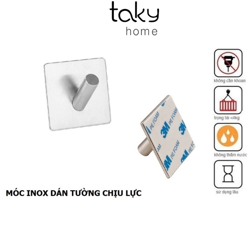 Móc Inox Treo Đồ Đa Năng, Treo Đồ Dùng Cá Nhân, Treo Chìa Khóa, Móc Dán Tường Siêu Dính, Sang Trọng. Takyhome 2000