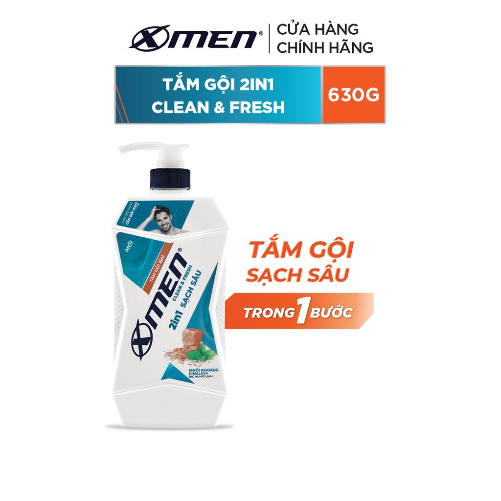 Tắm Gội X-Men Clean &amp; Fresh 2in1 Sạch Sâu 630g