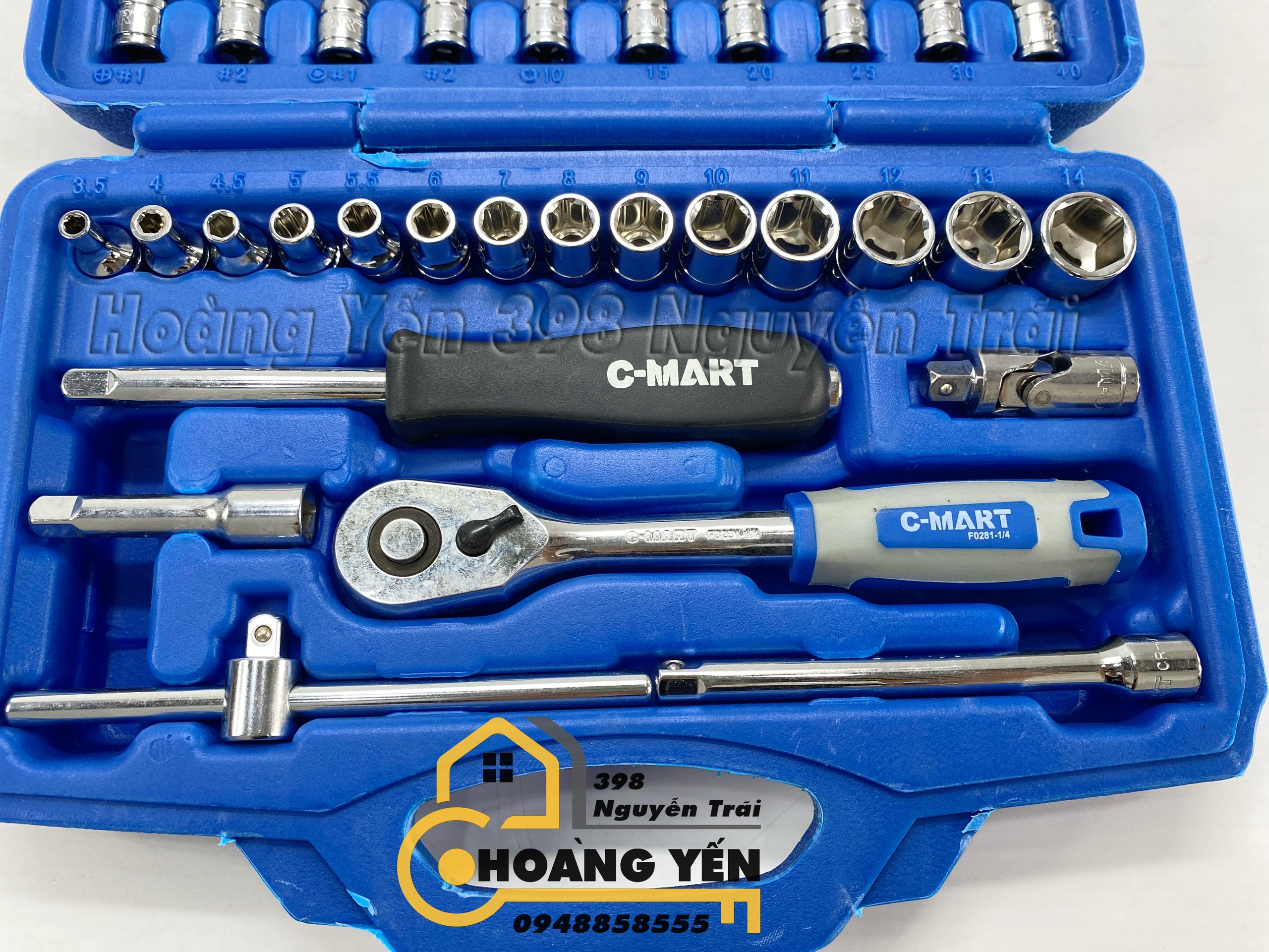 Bộ dụng cụ đa năng đầu tovit đầu tuýp 38 chi tiết chính hãng C-MART