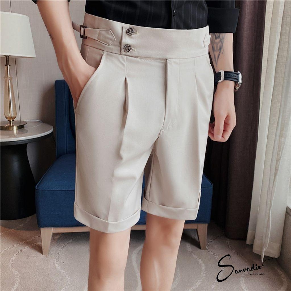 Quần Short Nam Sidetab SANVADIO Quần Tây Ống Ngắn Đứng Form Không Bai - Không Xù Thời Trang Hàn Quốc QS377
