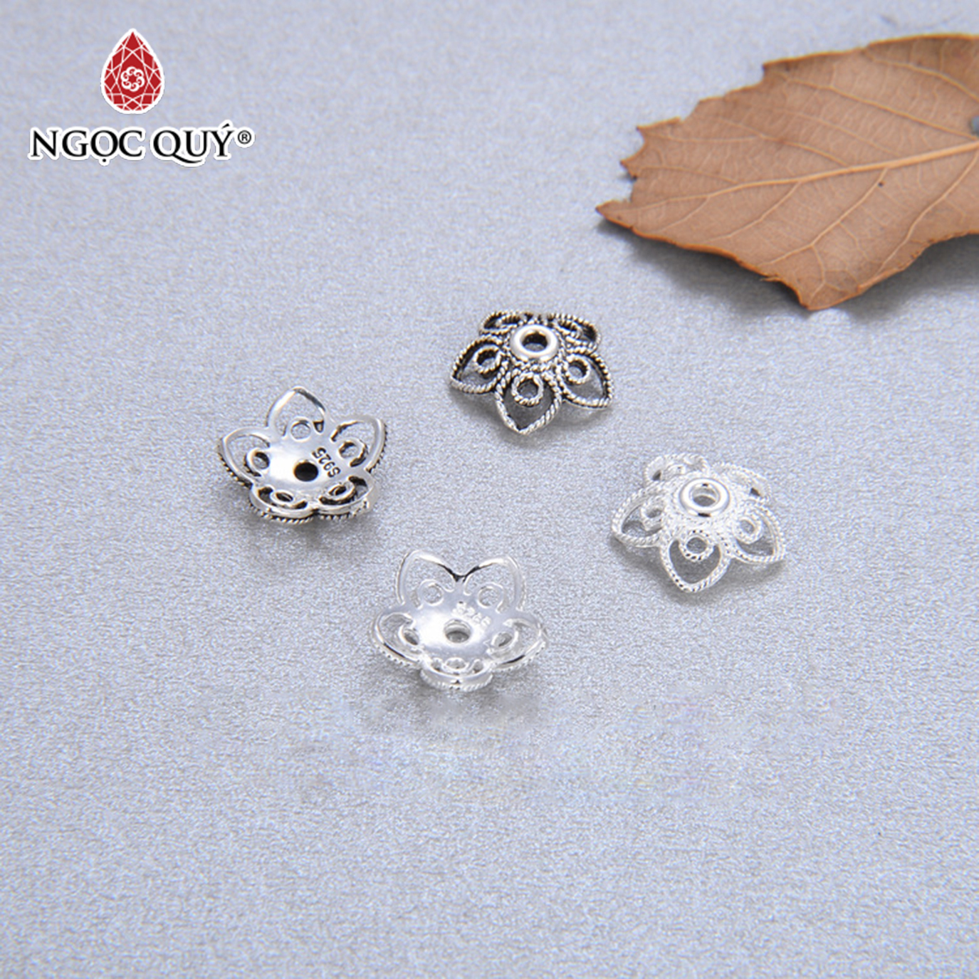 Charm bạc chụp hạt hoa 5 cánh - Ngọc Quý Gemstones