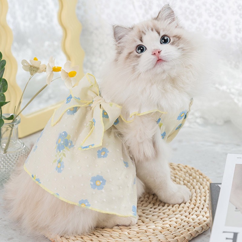 Đầm Công Chúa Hai Lớp Đính Hoa Dễ Thương Cho Thú Cưng