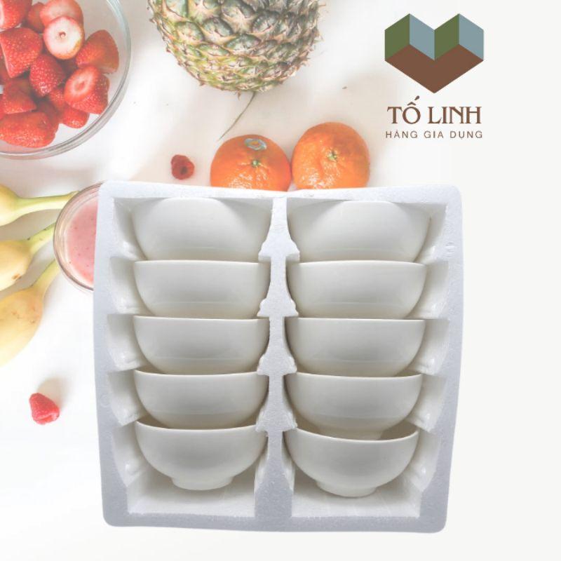 Bộ 10 chén cơm sứ trắng không hiệu 11.5cm,Combo 10 chén cơm sứ trắng