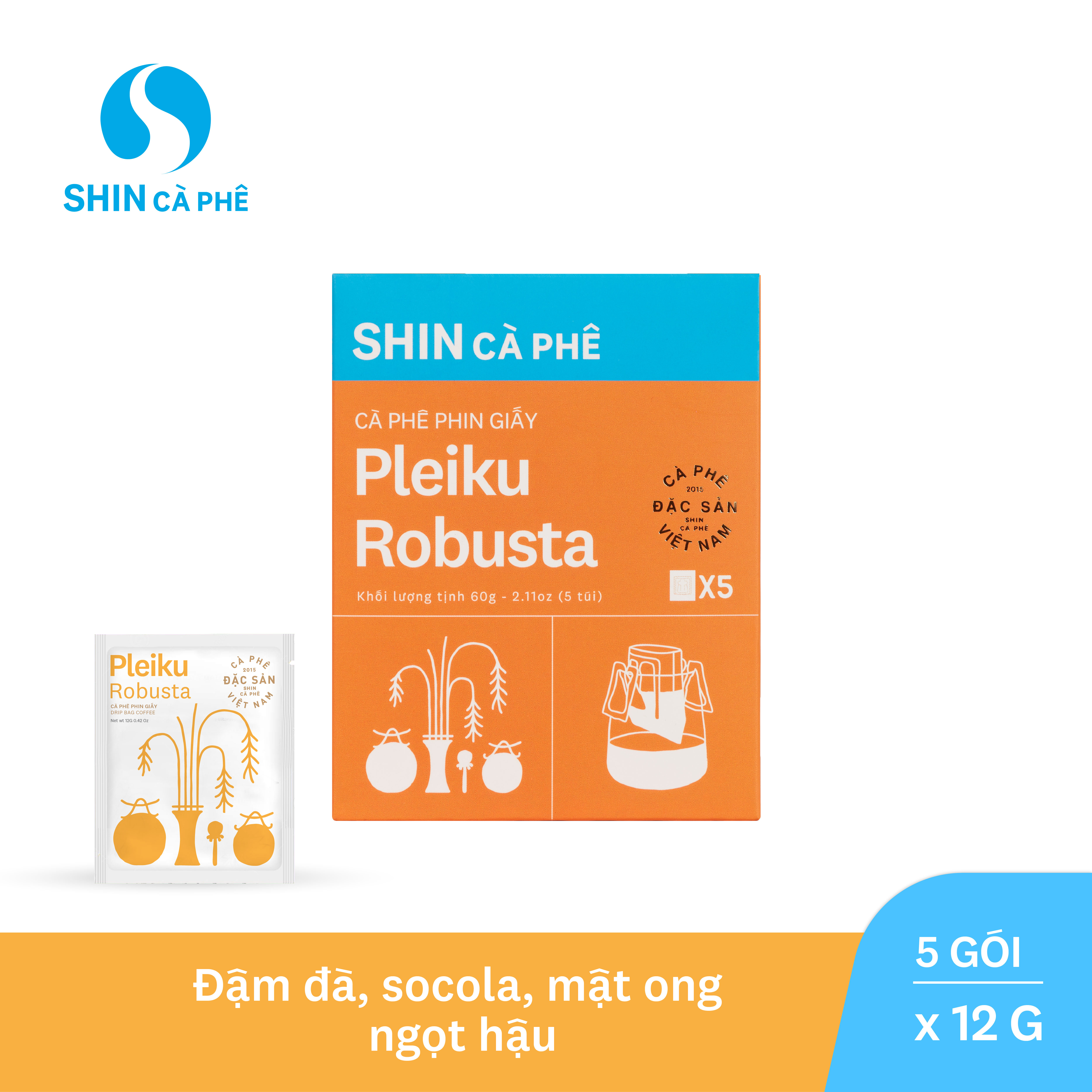 SHIN Cà Phê - Pleiku Blend Phin Giấy tiện lợi hộp 5 gói