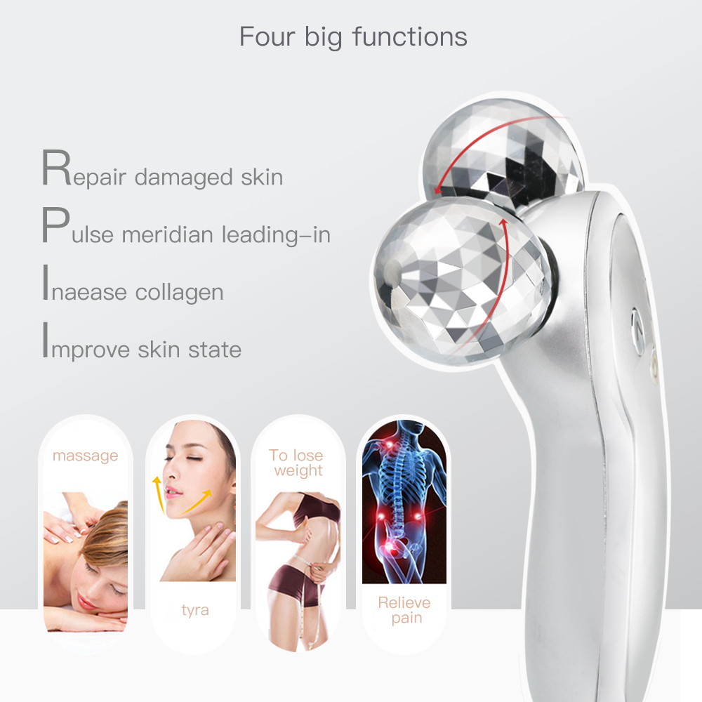 UbodyOasis Dụng cụ làm đẹp nâng cơ và săn chắc khuôn mặt V-face Máy mát xa mặt con lăn 3D Máy mát xa cơ thể rung điện siêu nhỏ