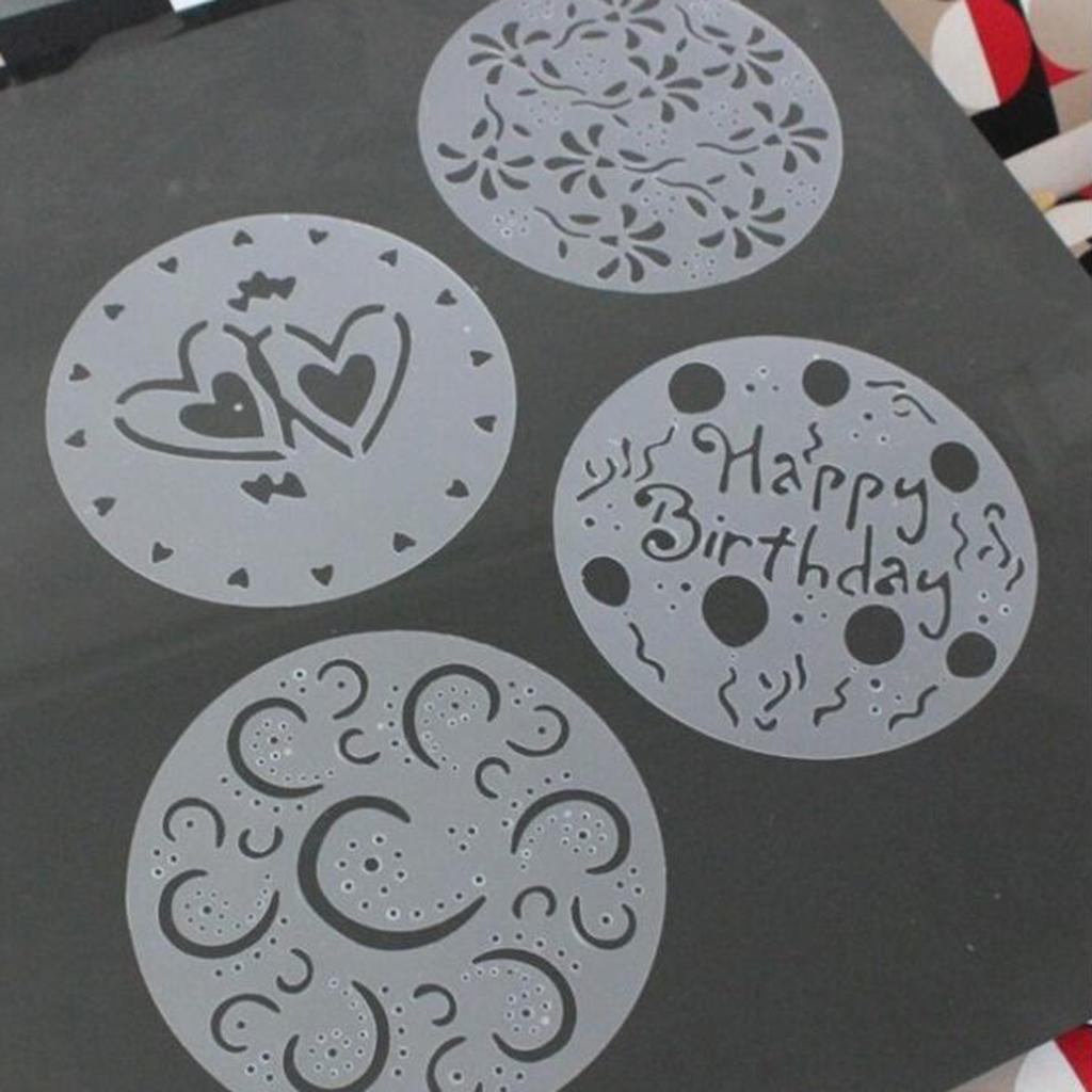 4 Pcs Variety Cake Cupcake Template Stencil Mold Birthday Spiral Decoration