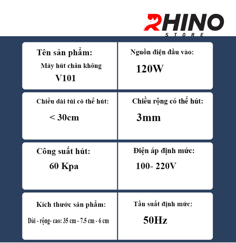 Máy hút chân không hàn miệng túi Rhino V101 Vacuum Sealer - Hàng chính hãng