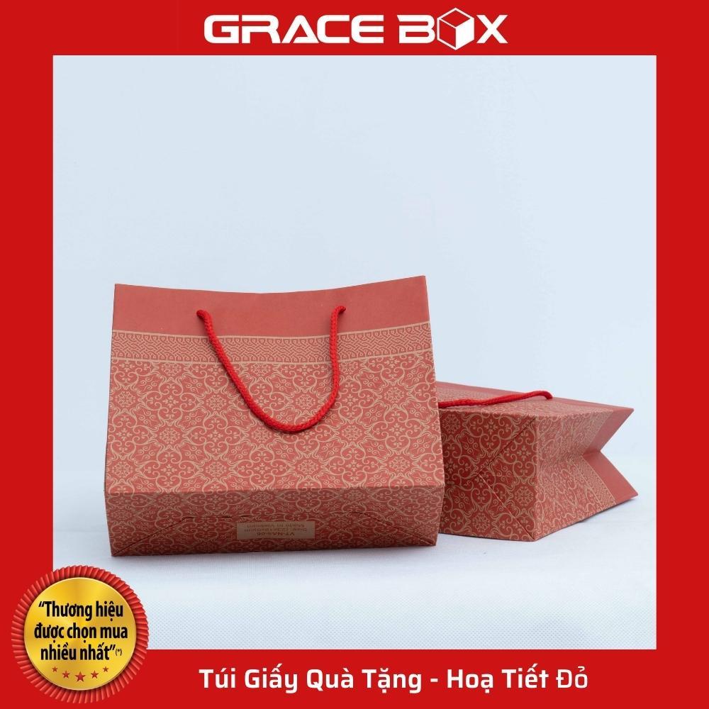 Túi Giấy Quà Tặng - Họa Tiết Đỏ - 23 x 19 x 9 cm