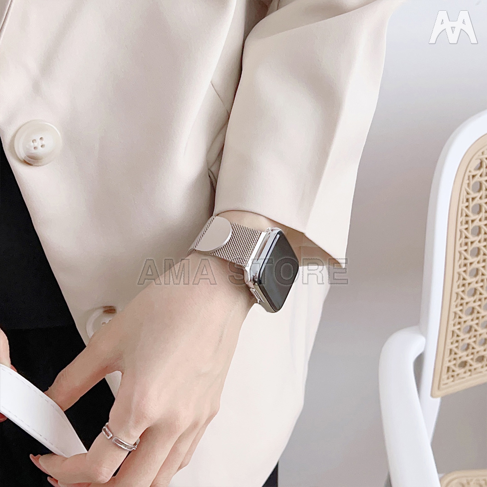 Dây Đeo Inox Khóa Nam Châm dành cho Đồng Hồ Thông Minh AMA TK, S16 và các Các mẫu Đồng hồ có kích thước dây 42/44/45/49mm Hàng chính hãng