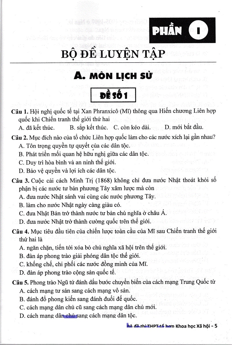 Bộ Đề Thi THPT Quốc Gia Khoa Học Xã Hội - Tổ Hợp Lịch Sử - Địa Lí - GDCD + Tặng Phiếu Trắc Nghiệm 40 Câu - HA