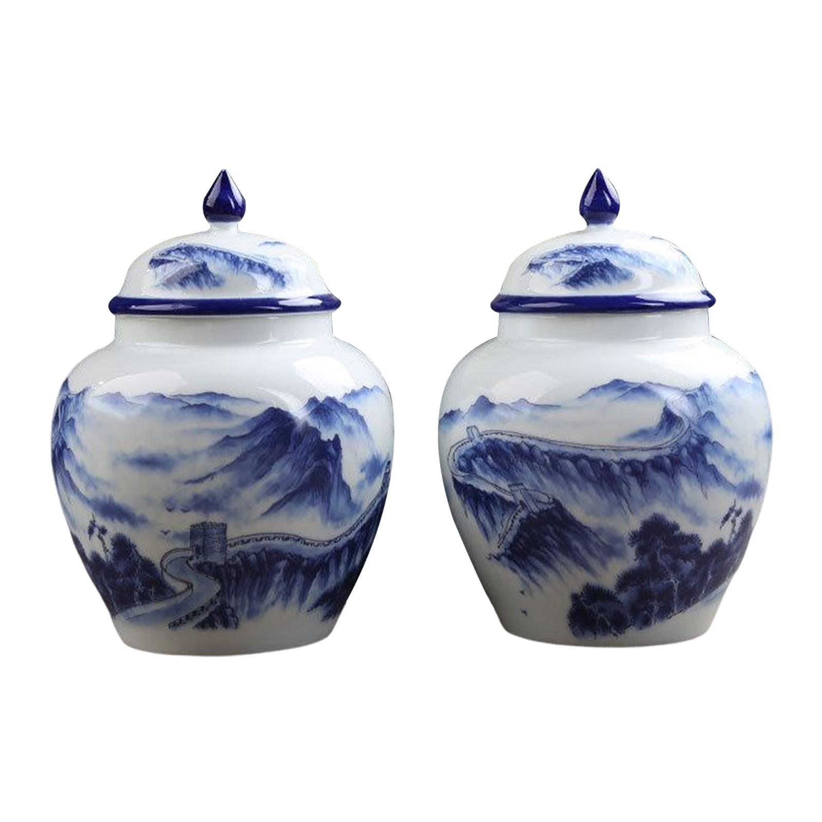 Ancient Chinese Style Ceramic Ginger Jar Storage Jar Can Flower Vase Glazed