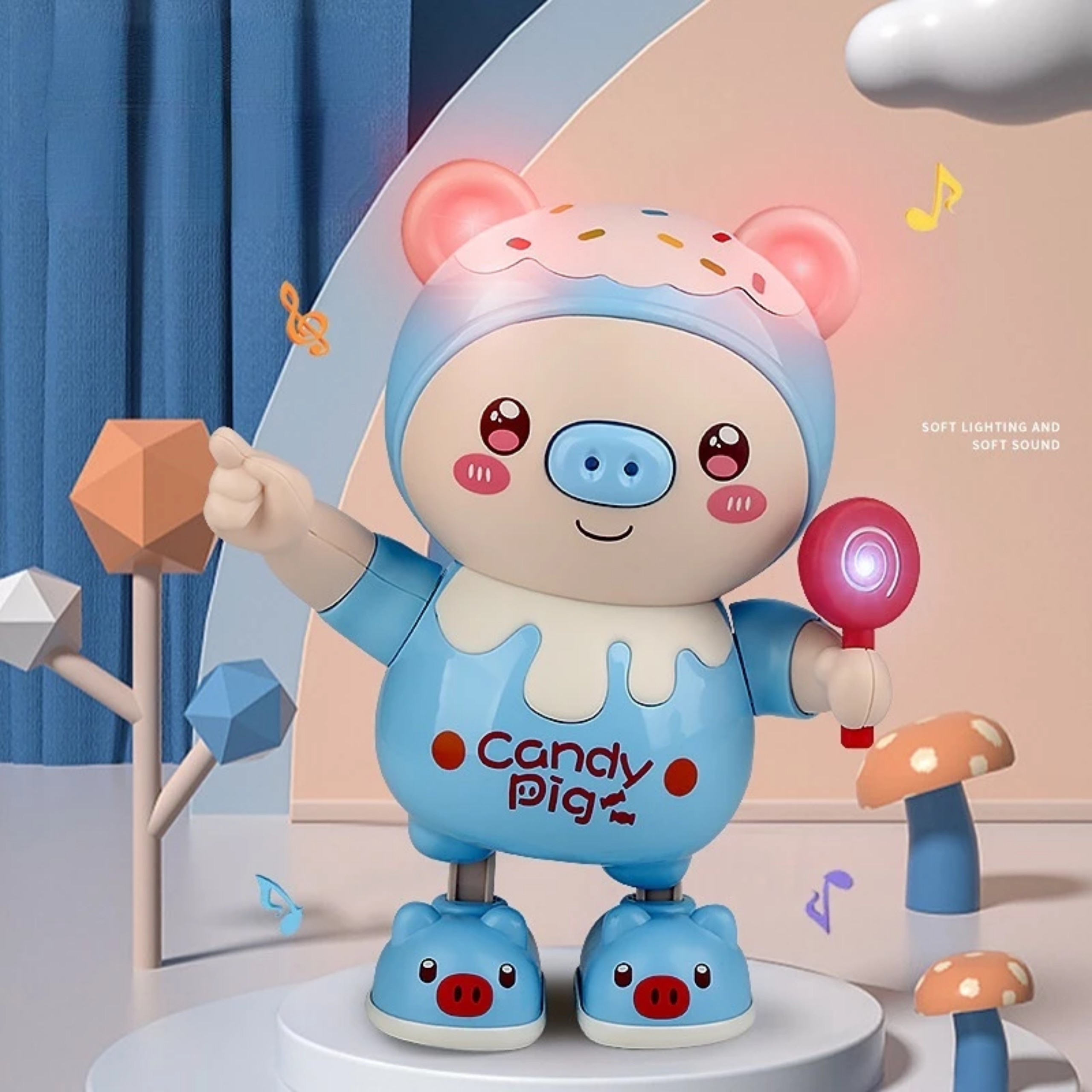 Đồ chơi Heo Nhảy Múa có đèn và nhạc dễ thương cho bé - Đồ chơi phát nhạc Candy Pig