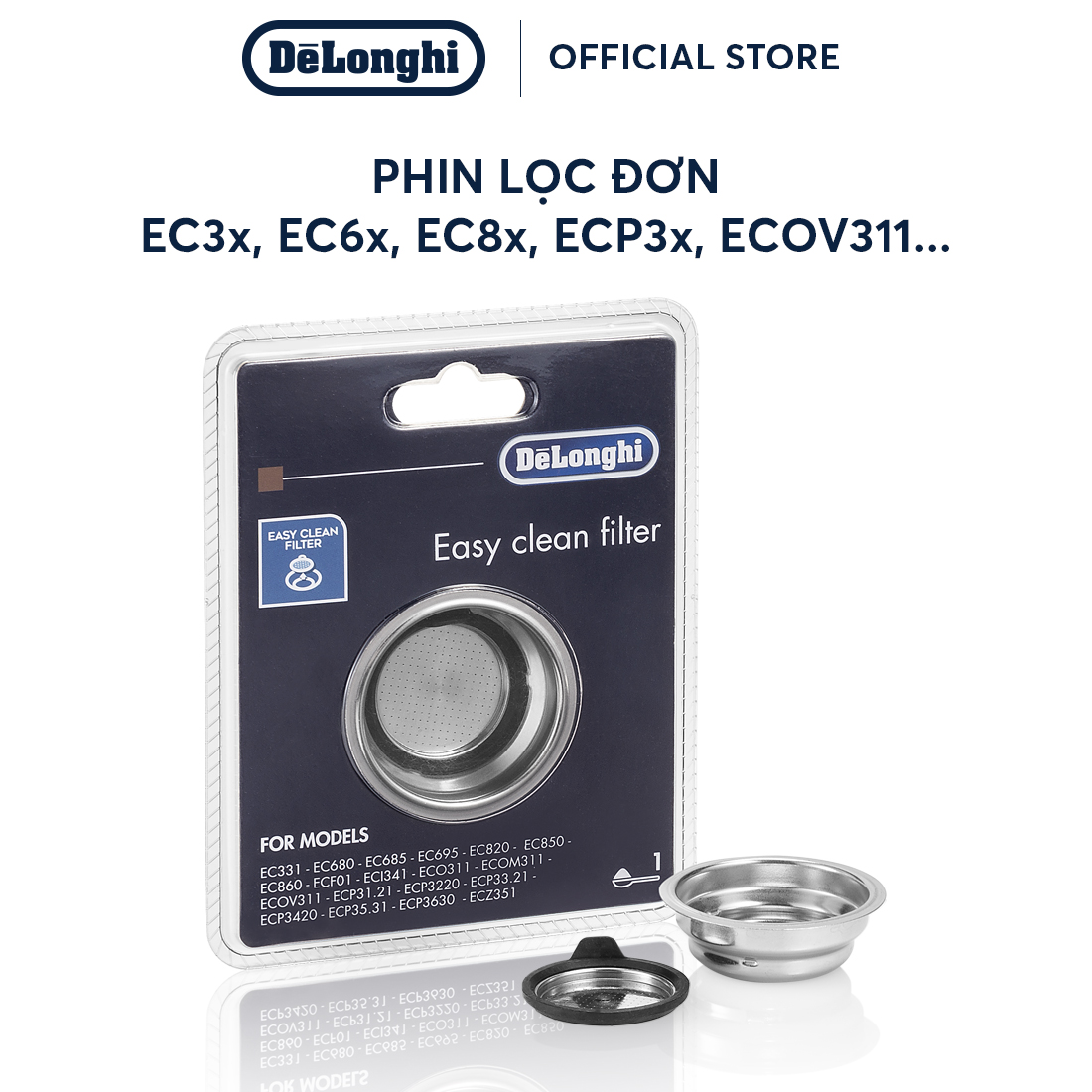 [Hàng chính hãng] Phin lọc đơn cho máy pha cà phê DeLonghi EC3x, EC6x, EC8x, ECP3x, ECOV311,...