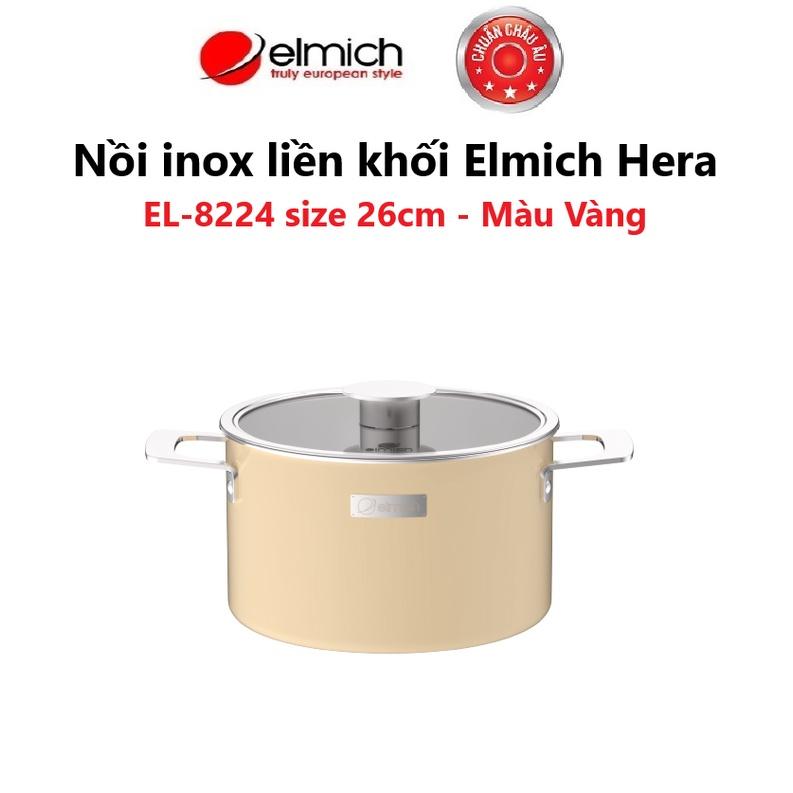 Nồi inox liền khối Elmich Hera size 26cm( Màu: Vàng/ Xanh/ Tím