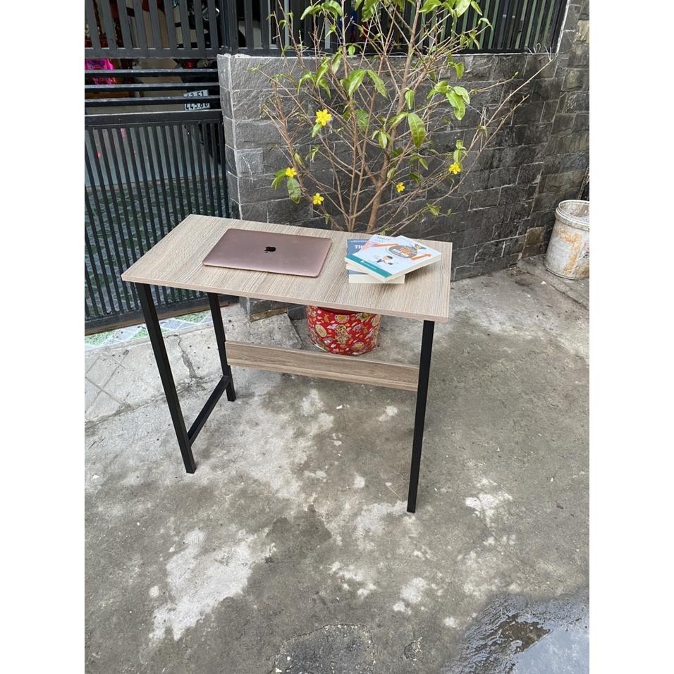 Bàn làm việc khung sắt liền kệ sách sơn tĩnh điện chịu lực cao, bàn làm việc lắp ghép thông minh mặt bàn rộng 120x55cm