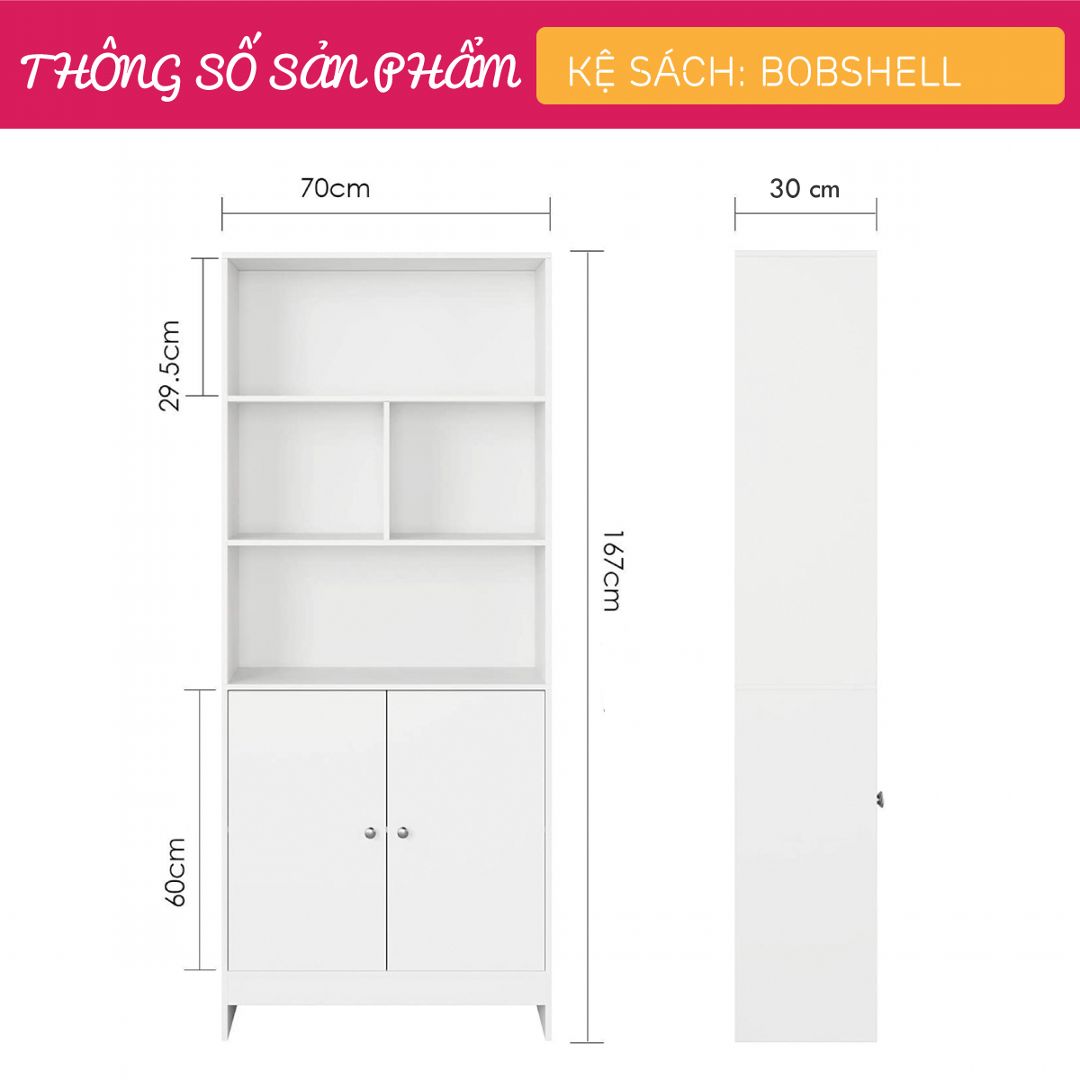 Giá đỡ sách gia đình bằng gỗ kiểu dáng nhỏ gọn SMLIFE Bobshell