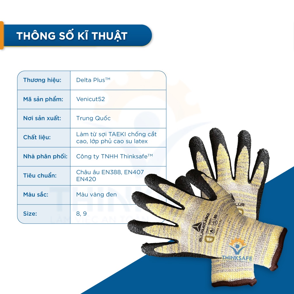 Găng tay chống cắt Venicut52 chống cắt cấp độ 5 găng tay chịu nhiệt 250 độ ôm tay thao tác tốt - Latex Glove Venicut52