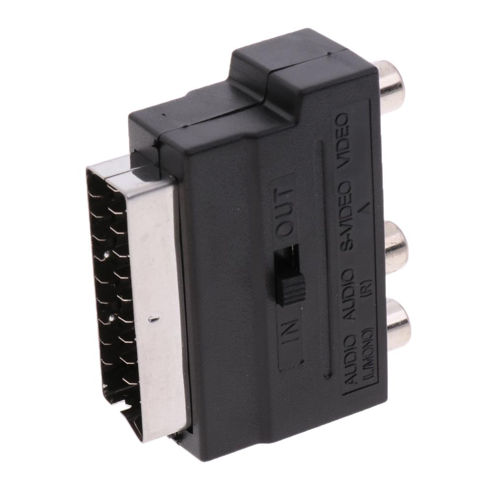 Adaptor AV Block To 3 x RCA Phono Composite S-Video With In/Out Switch