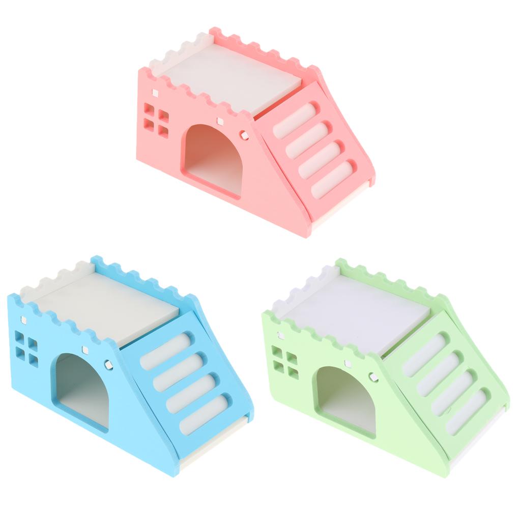 Hamster Hideout House Wood Living Hut Exercise Funny Nest Toy for Rat pink