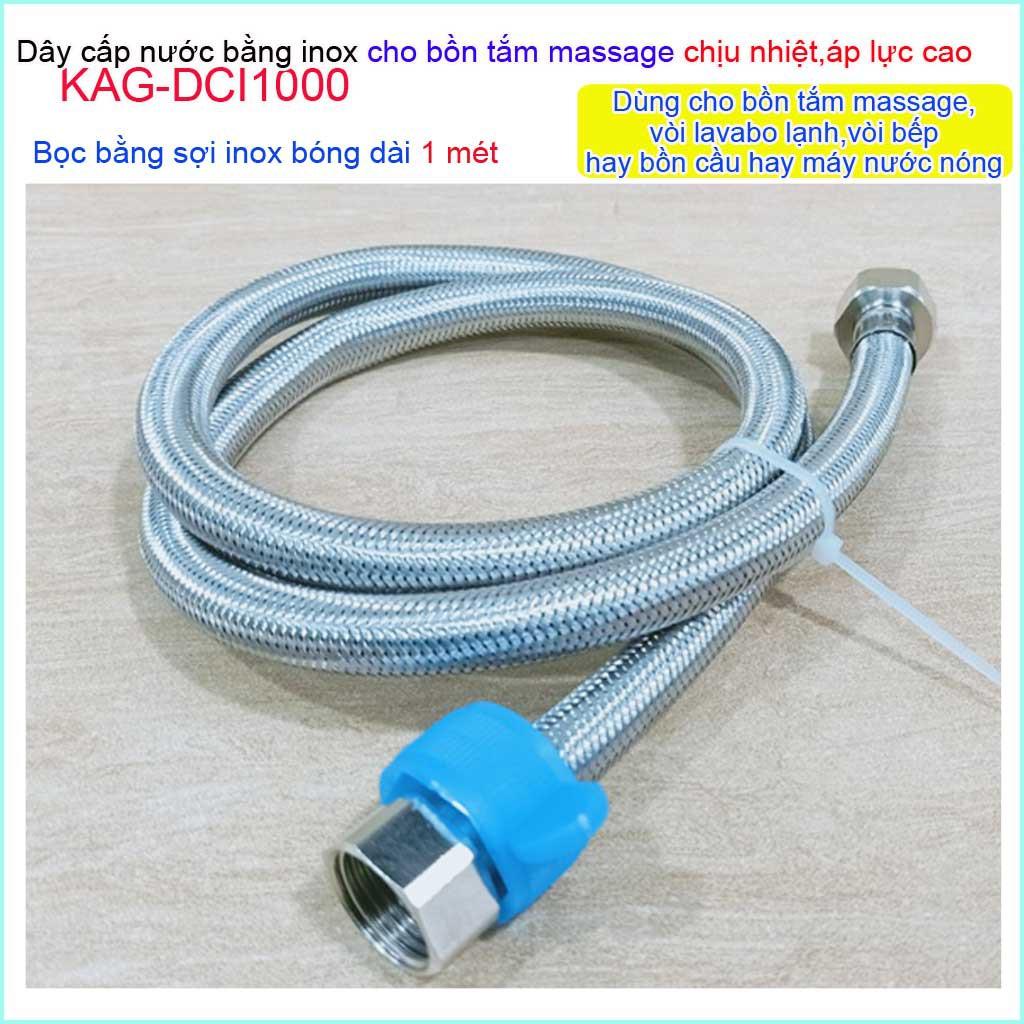 Dây cấp nước Inox chịu nhiệt KAG-DCI1000 , dây cấp nước dài 100cm chịu áp chịu nhiệt tốt dây dẫn nước bình nóng