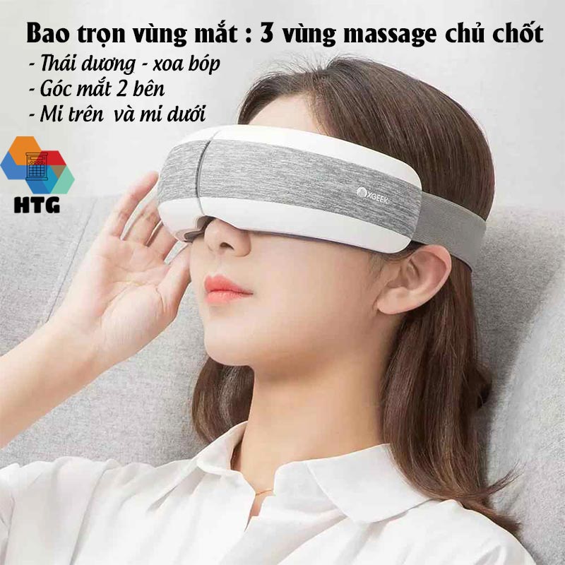 Máy massage mắt XGEEK E6, 4 trong 1, thư giãn thái dương kết hợp nhiệt và rung xoa bóp tần số cao, hàng chính hãng