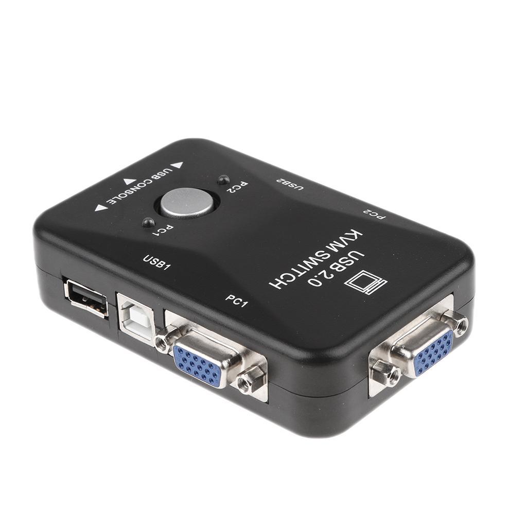 2-Port USB VGA KVM Switch Box for Mouse Keyboard Monitor Sharing Computer