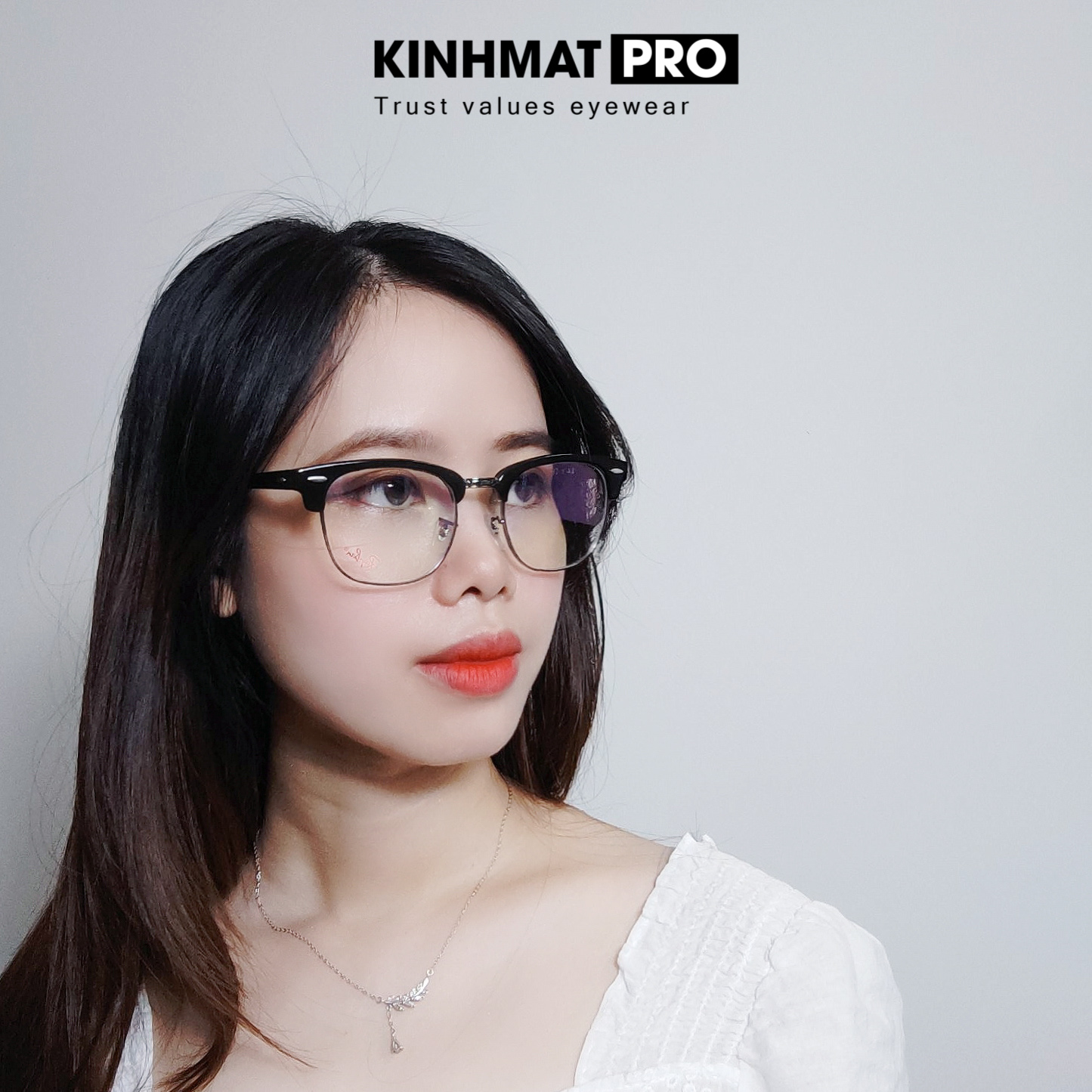 Gọng kính cận nam nữ Clubmaster kính nửa gọng cao cấp Kính mắt Pro