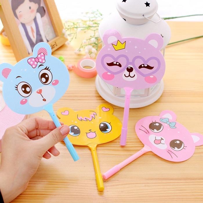 Bút đính kèm quạt mini cầm tay họa tiết con mèo nhiều màu PK1135