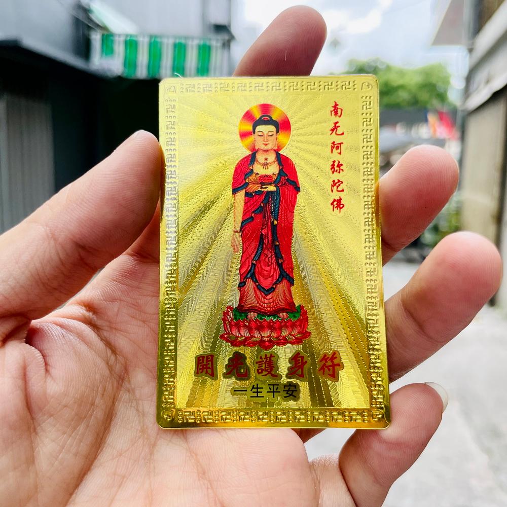 Thẻ Kim Bài PHẬT THÍCH CA vàng đồng ý nghĩa phong thuỷ mang lại bình an may mắn