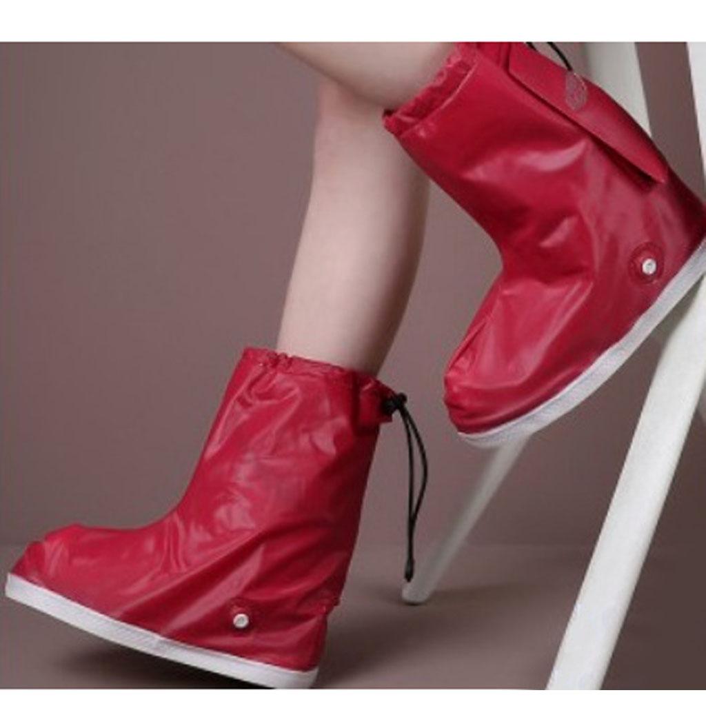 Waterproof Thick Anti-Slip Reusable Rain Shoe Covers Boots High-Knee Overshoes for Women Men Cycling Motorcycling Hiking Camping