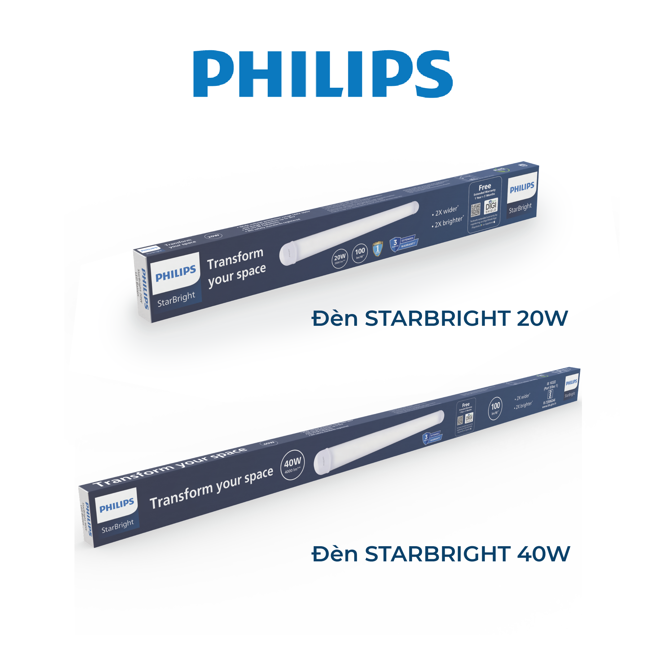 Đèn LED PHILIPS tuýp LED StarBright Wide-Công suất 20W/ 40W/ 50W, ánh sáng trắng