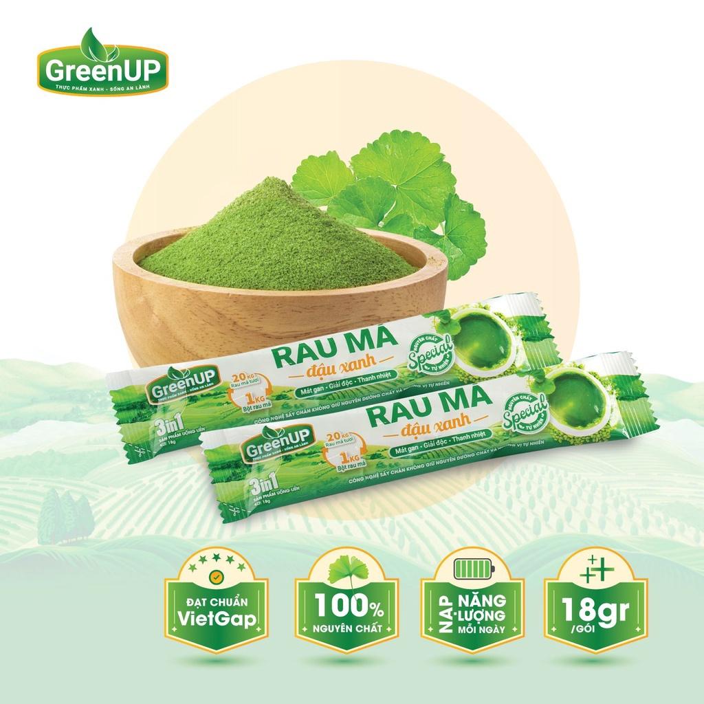 [TẶNG 1 HỘP] Thùng Bột Rau Má Đậu Xanh GreenUp 7 Hộp (180g x7 hộp)- Rau Má Uống Liền- COMBO TIẾT KIỆM- RMDXT01