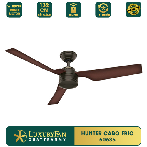 Quạt trần Mỹ HUNTER CABO FRIO - Điều khiển từ xa, sải cánh 132cm -  Hàng chính hãng