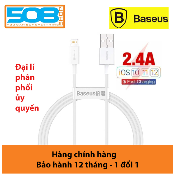 Cáp sạc cho iPhone/ iPad Baseus Superior Series Fast Charging Data Cable USB to iP (2.4A, 480Mbps, Fast charge, ABS/ TPE Cable)- Hàng chính hãng