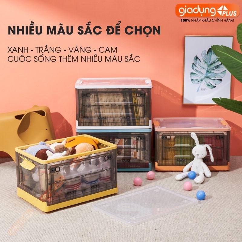 Hộp Đựng Đồ Lớn Bằng Nhựa Trong Suốt, Có Nắp &amp; Bánh Xe Cao Cấp Giúp Đựng Đồ Chơi, Quần Áo, Để Sau Xe Ô tô (50 Lít)