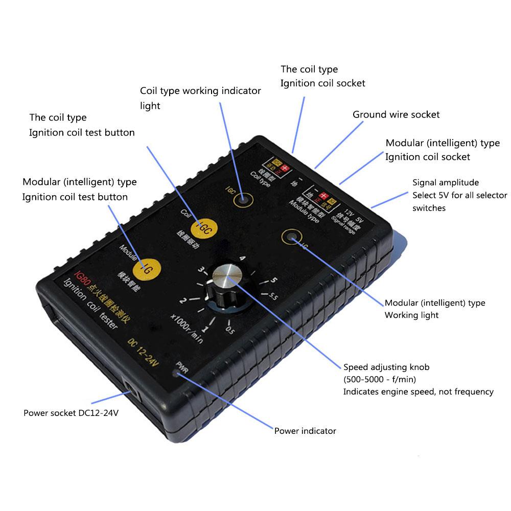 12 V 24V Universal Automobile Ignition Coil Detector IG80 Tester Car Detection Device