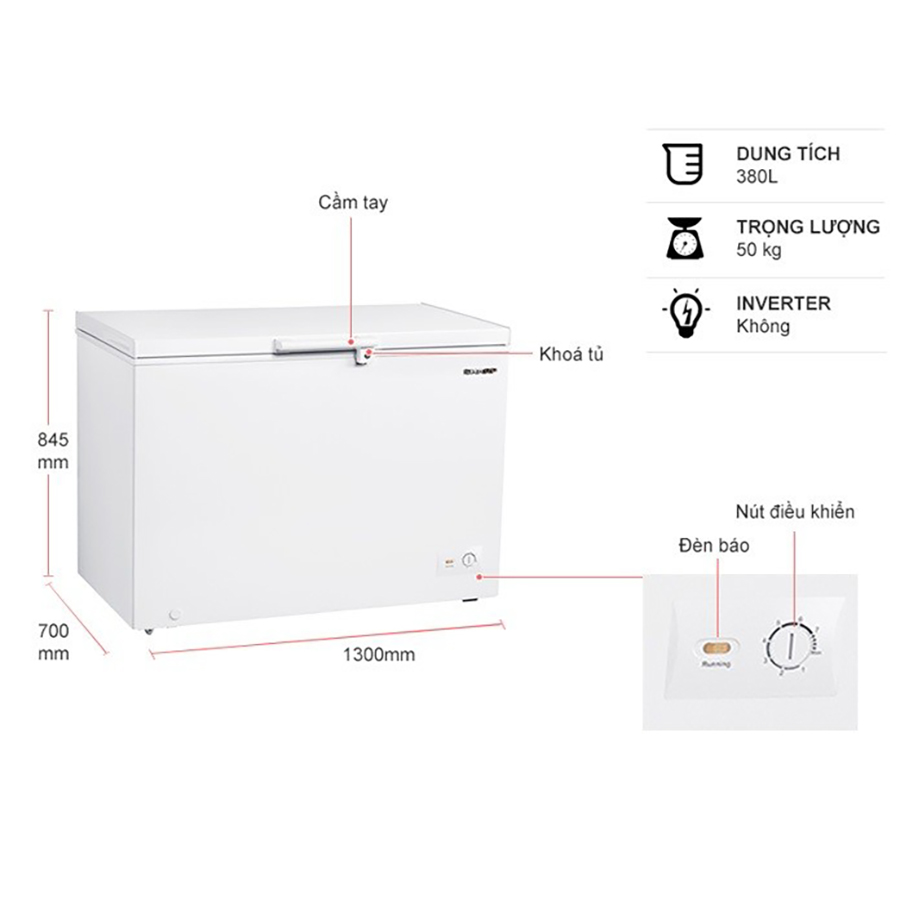 Tủ đông Sharp 380L FJ-C380V-WH - Chỉ giao Hà Nội