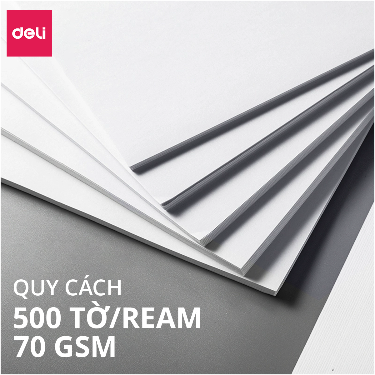 [TẶNG DẬP GHIM + BÚT BI] Thùng 5 Ream Giấy A4 Deli Giấy In Photo Copy 70gsm Chính Hãng Loại Dày Ream 500 Tờ Chống Lóa Giấy Mắt
