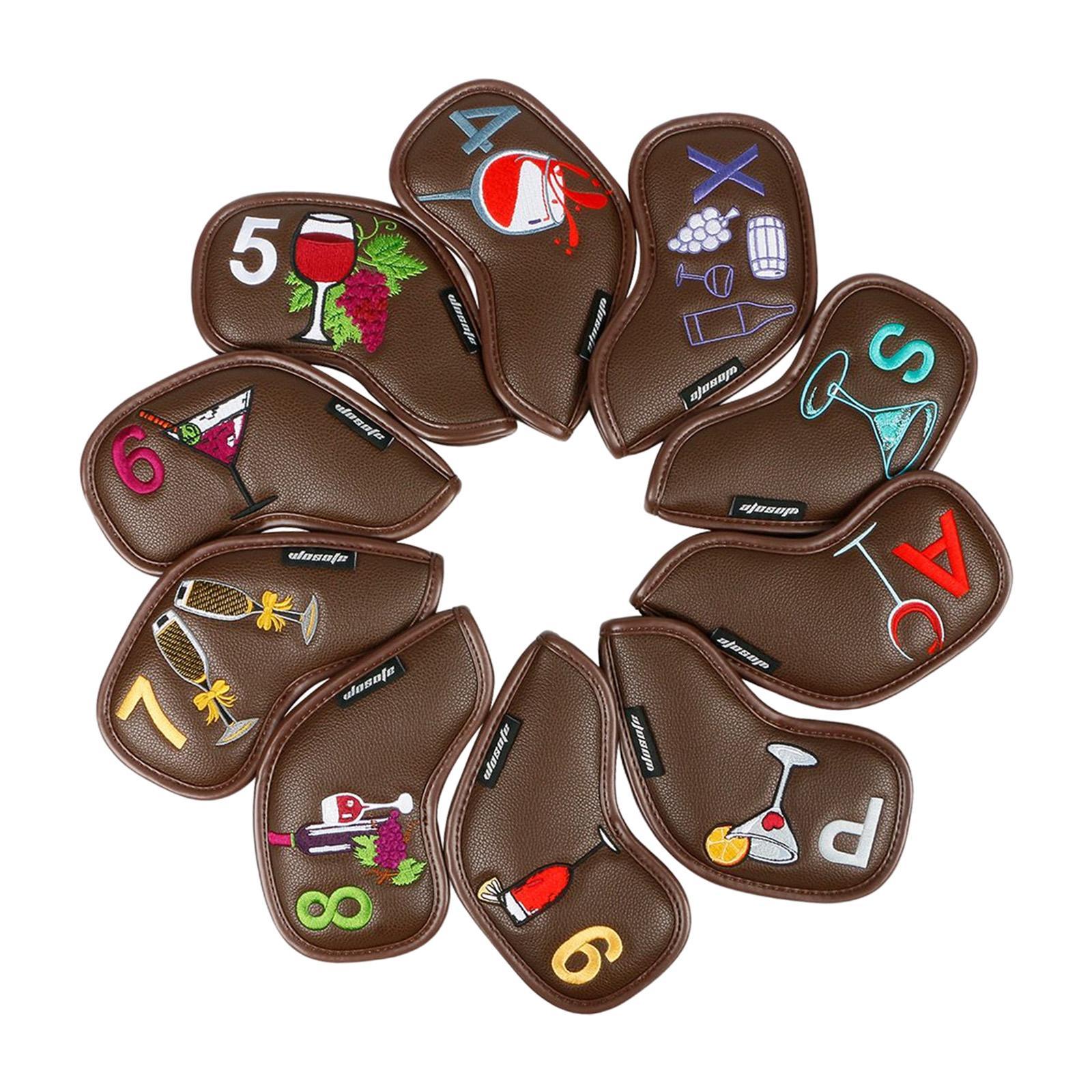 Golf Iron Head Covers Guard 4,5,6,7,8,9,A,S,P,x Waterproof Embroidered