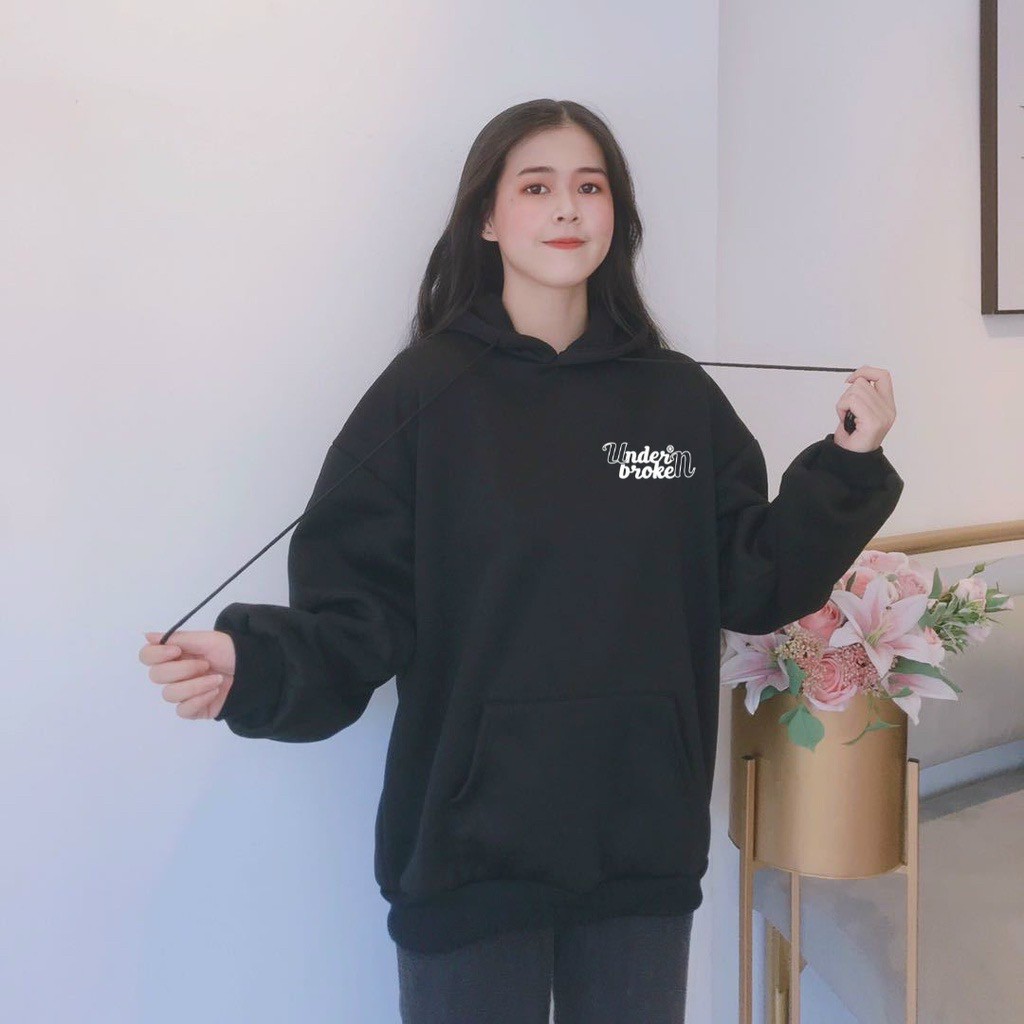 Áo Hoodie Under Broken Mũ 2 Lớp Màu Xanh Rêu Hottrend Form Rộng Tay Phồng,Áo hoodie khoác form rộng nam nữ BeeCy underbroken màu xanh trắng đen chất nỉ Ulzzang Unisex,Áo Hoodie Nỉ Under Broken,Áo Nỉ Có Mũ Form Rộng Unisex