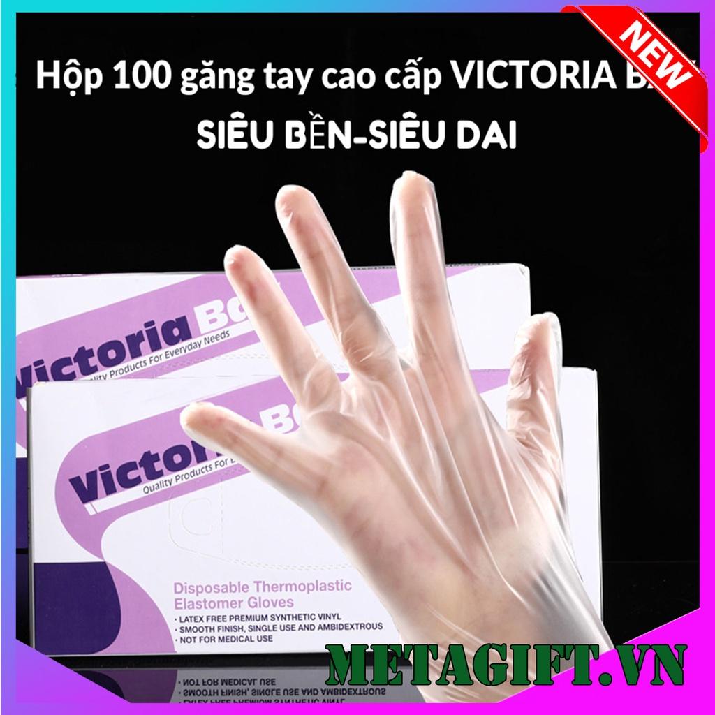 Hộp 100 găng tay cao su TPE dùng 1 lần Victoria làm bếp nấu ăn vệ sinh siêu dai - 100 cái