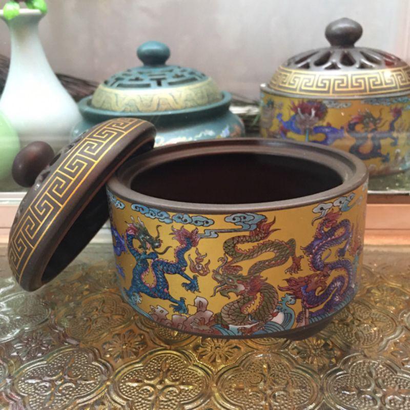 Lư xông Nụ Trầm Trụ nâu RỒNG cao cấp 10cm
