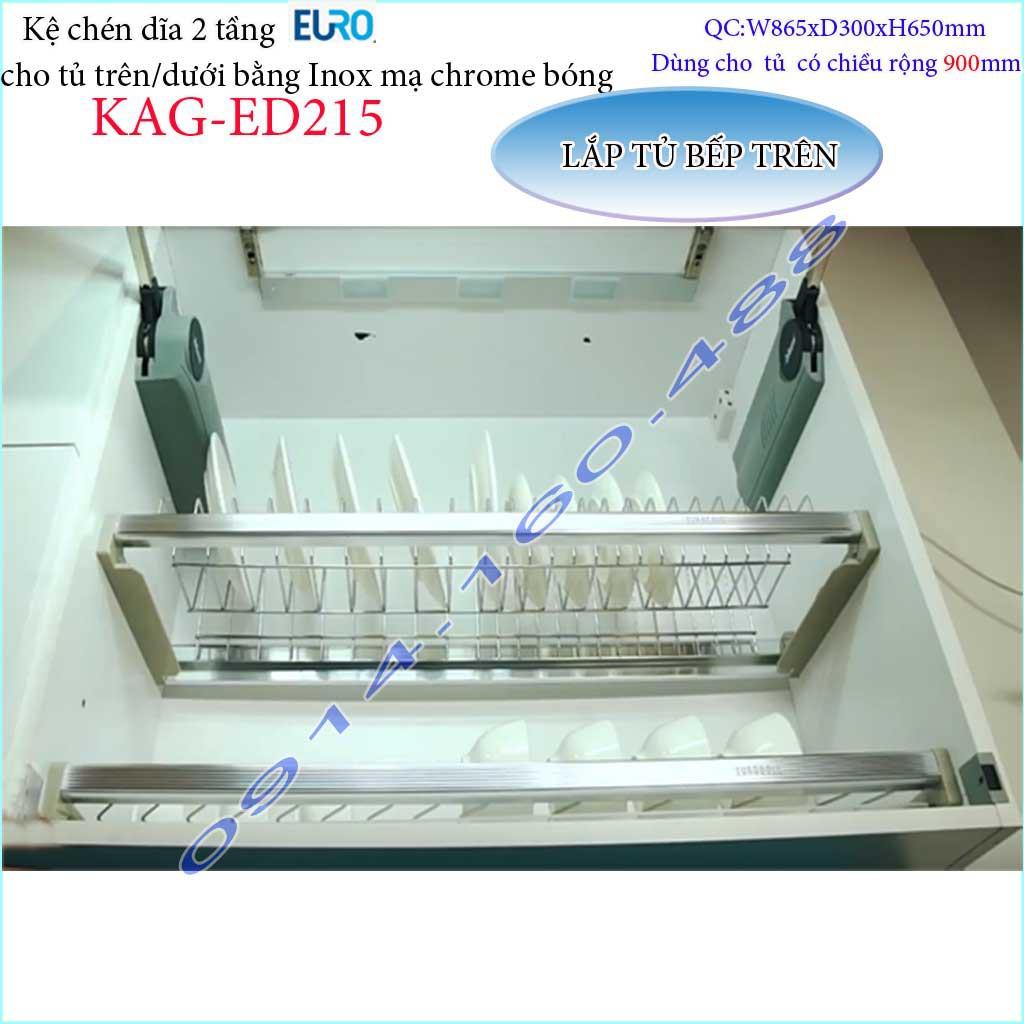 Kệ chén dĩa âm tủ KAG-ED215-90cm, Kệ chén bát 2 tầng Euro bát cố định cao cấp siêu bền