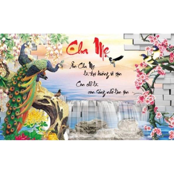 Tranh đá cha mẹ công cành đào LV369 - kích thước: 90 * 53cm.